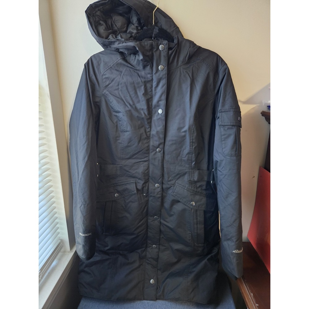 Eddie Bauer Women's S WeatherEdge Down Parka Jacket Black Waterproof 80/20 Down‎
